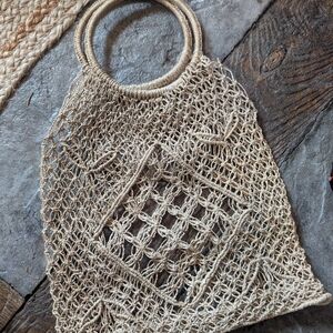 Handcrafted Boho Market Tan Woven Bag
